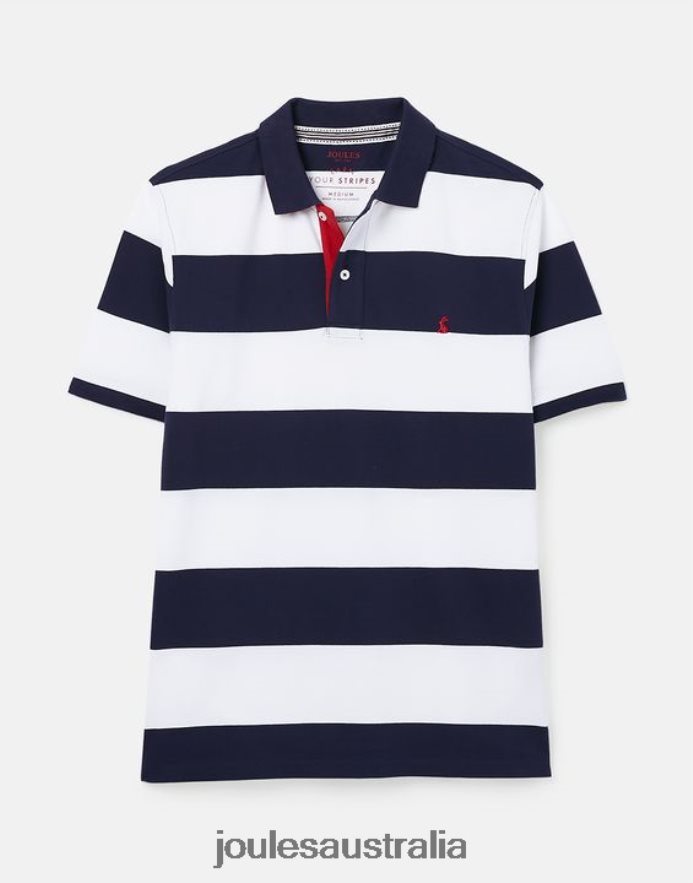 Joules Apparel Men Filbert Polo Shirt NVVNL165 BLUE WHITE STRIPE