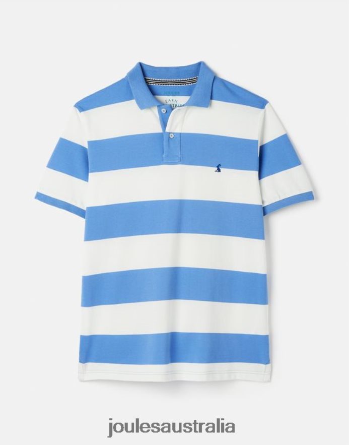 Joules Apparel Men Filbert Polo Shirt NVVNL201 MID BLUE WHITE STRIPE
