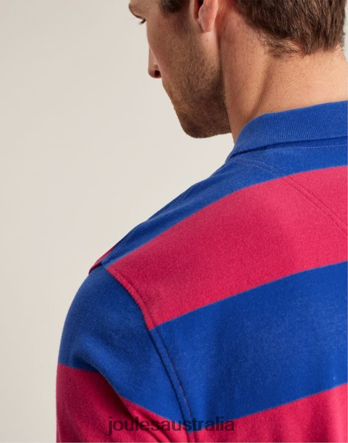 Joules Apparel Men Filbert Polo Shirt NVVNL204 MID BLUE PINK STRIPE