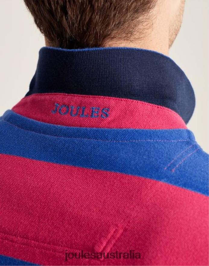 Joules Apparel Men Filbert Polo Shirt NVVNL204 MID BLUE PINK STRIPE