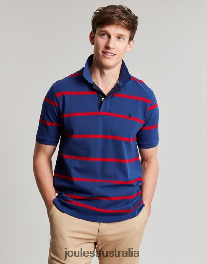Joules Apparel Men Filbert Polo Shirt NVVNL217 NAVY RED STRIPE