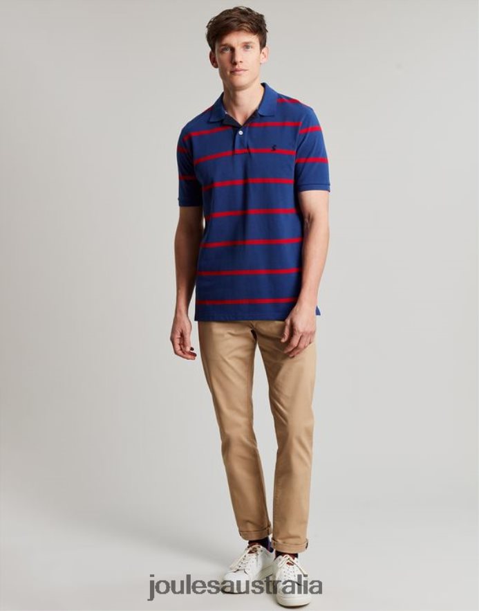 Joules Apparel Men Filbert Polo Shirt NVVNL217 NAVY RED STRIPE