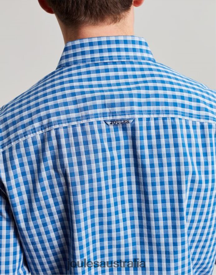 Joules Apparel Men Abbott Classic Fit Peached Poplin Shirt NVVNL212 BLUE GINGHAM