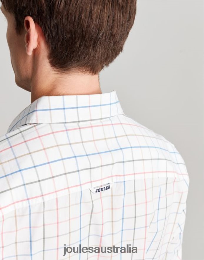 Joules Apparel Men Abbott Classic Fit Peached Poplin Shirt NVVNL244 MULTI CHECK