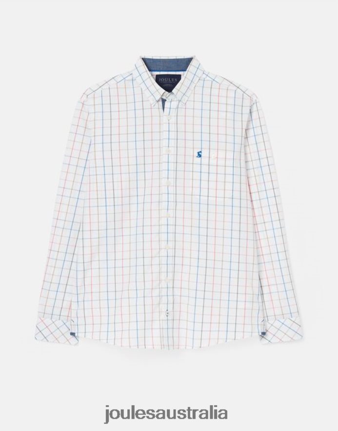 Joules Apparel Men Abbott Classic Fit Peached Poplin Shirt NVVNL244 MULTI CHECK