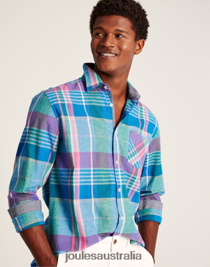 Joules Apparel Men Bayard Classic Fit Shirt NVVNL223 PINK BLUE CHECK