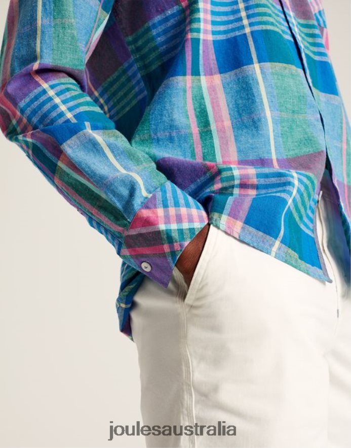 Joules Apparel Men Bayard Classic Fit Shirt NVVNL223 PINK BLUE CHECK