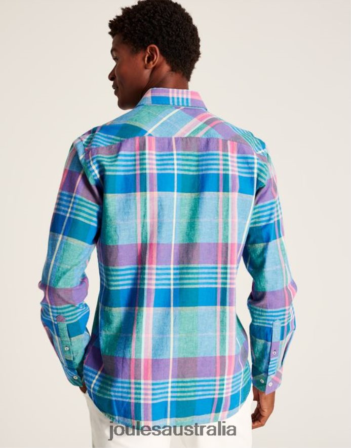 Joules Apparel Men Bayard Classic Fit Shirt NVVNL223 PINK BLUE CHECK