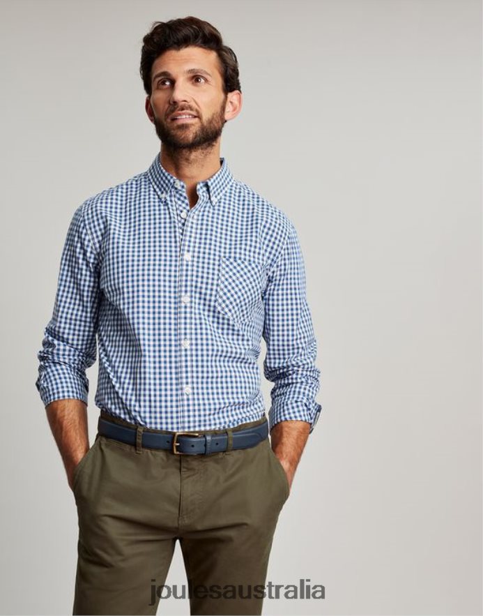 Joules Apparel Men Goodridge Classic Fit Poplin Shirt NVVNL215 BLUE GINGHAM