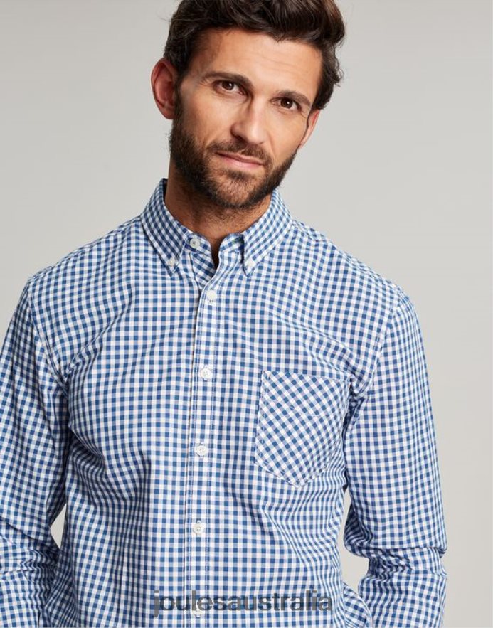 Joules Apparel Men Goodridge Classic Fit Poplin Shirt NVVNL215 BLUE GINGHAM