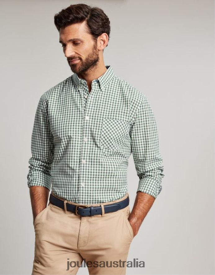 Joules Apparel Men Goodridge Classic Fit Poplin Shirt NVVNL225 GREEN GINGHAM