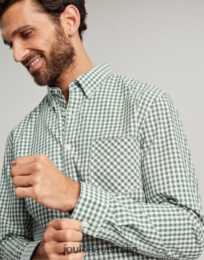 Joules Apparel Men Goodridge Classic Fit Poplin Shirt NVVNL225 GREEN GINGHAM