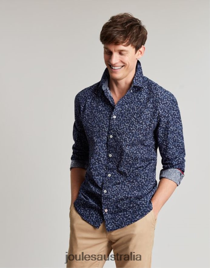 Joules Apparel Men Invitation Classic Fit Printed Shirt NVVNL211 NAVY DITSY