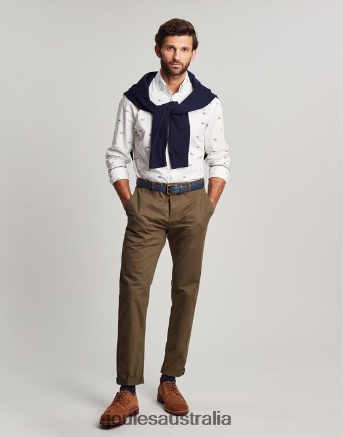 Joules Apparel Men Invitation Classic Fit Printed Shirt NVVNL227 WHITE DUCKS