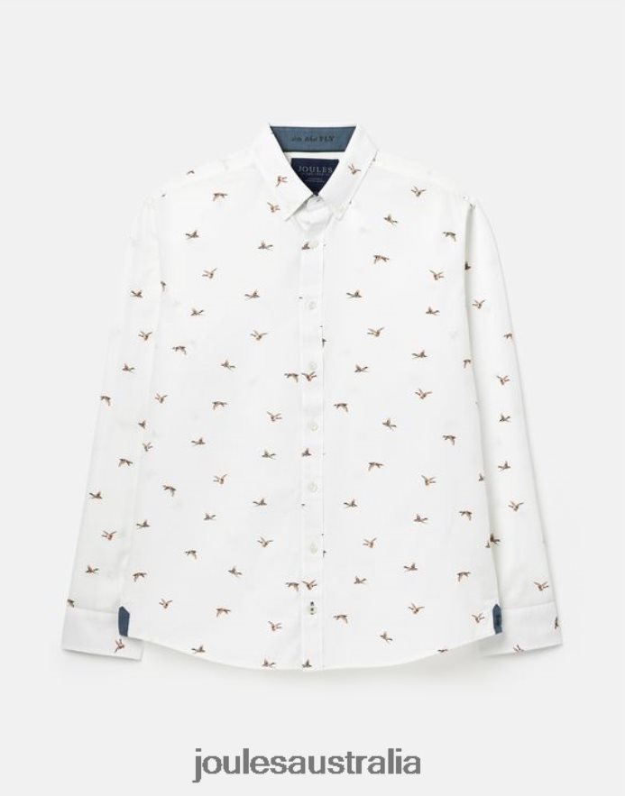 Joules Apparel Men Invitation Classic Fit Printed Shirt NVVNL227 WHITE DUCKS