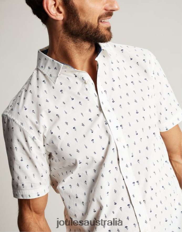 Joules Apparel Men Lloyd Classic Fit Printed Shirt NVVNL238 WHITE