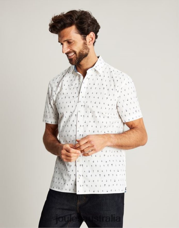 Joules Apparel Men Lloyd Classic Fit Printed Shirt NVVNL238 WHITE