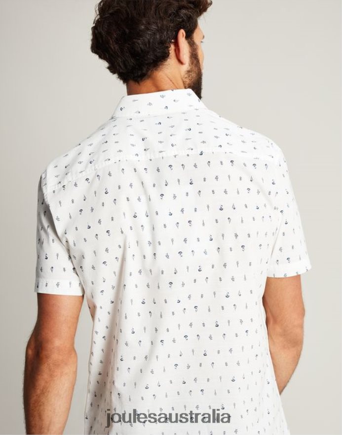 Joules Apparel Men Lloyd Classic Fit Printed Shirt NVVNL238 WHITE