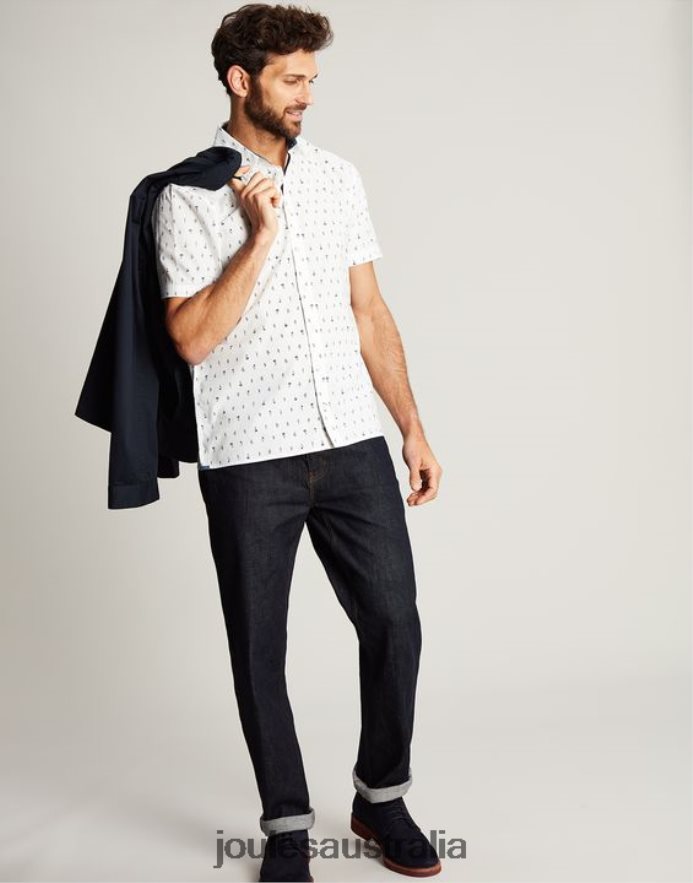 Joules Apparel Men Lloyd Classic Fit Printed Shirt NVVNL238 WHITE