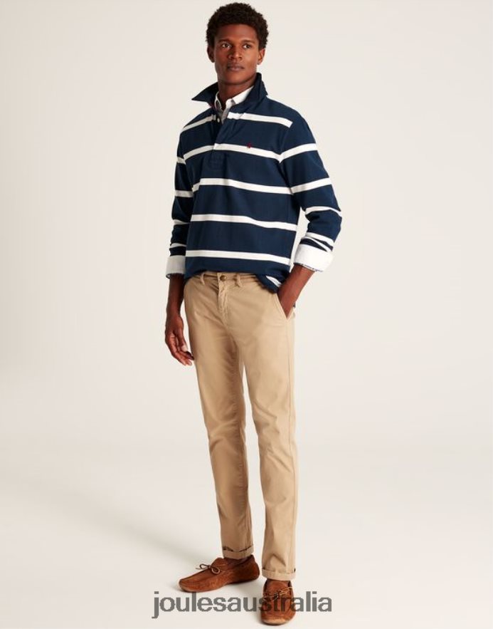 Joules Apparel Men Onside Rugby Shirt NVVNL178 NAVY CREME STRIPE