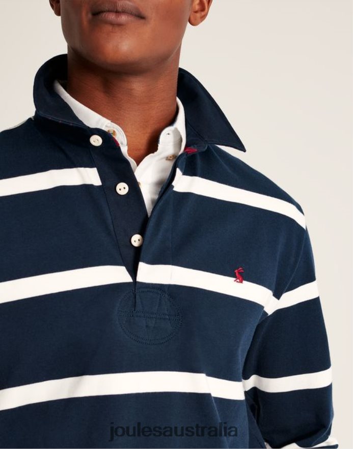 Joules Apparel Men Onside Rugby Shirt NVVNL178 NAVY CREME STRIPE