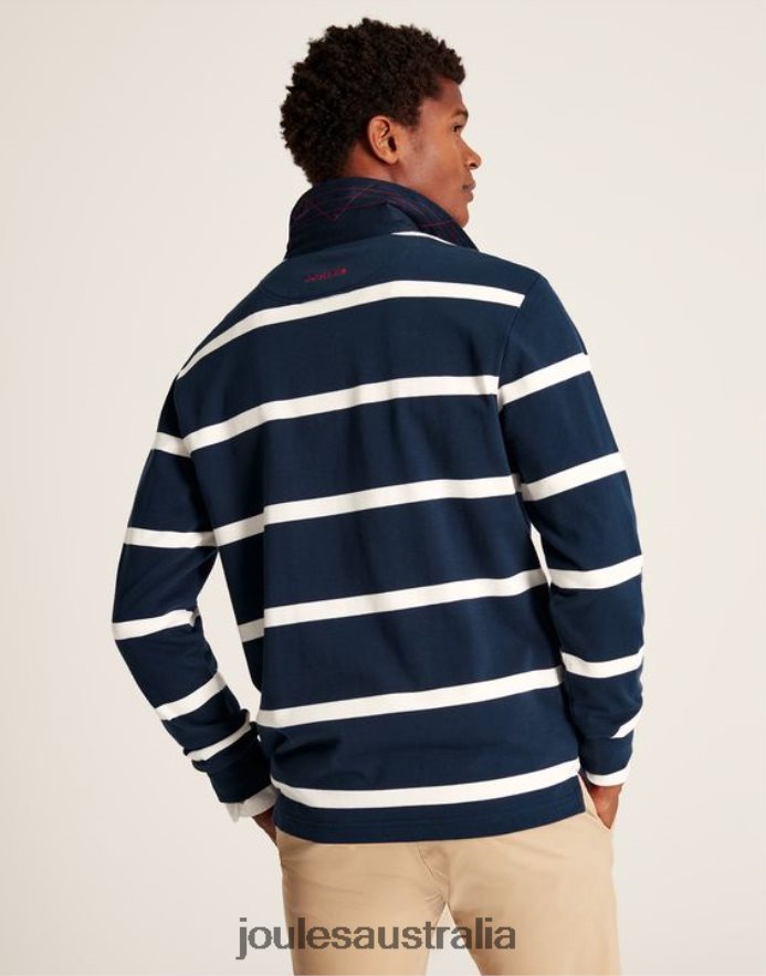 Joules Apparel Men Onside Rugby Shirt NVVNL178 NAVY CREME STRIPE