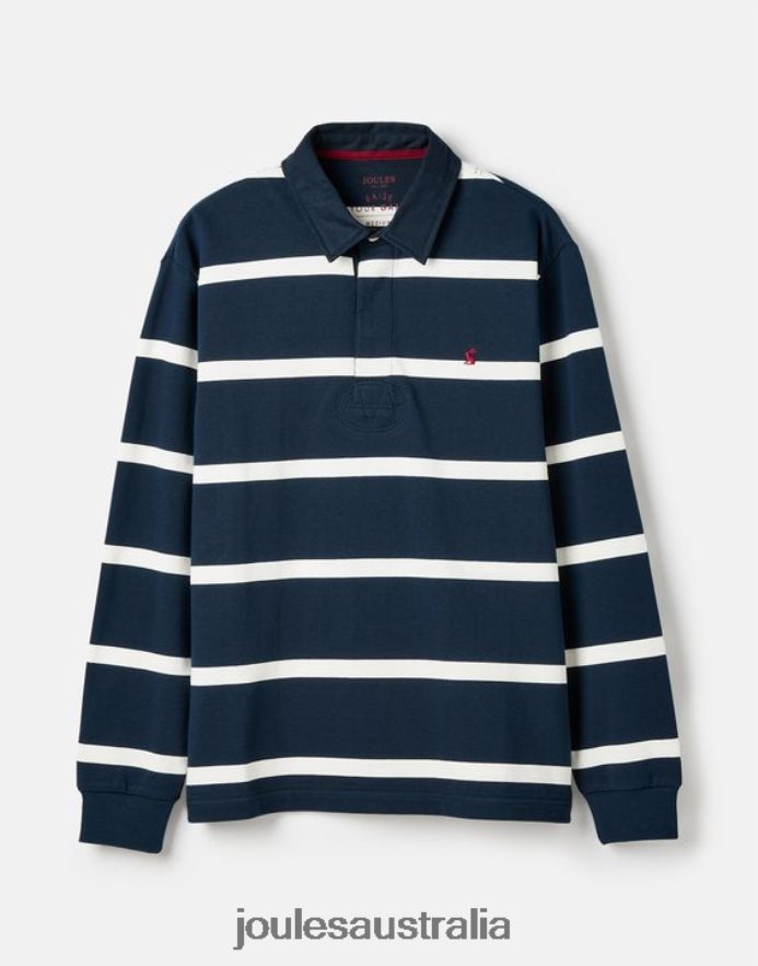Joules Apparel Men Onside Rugby Shirt NVVNL178 NAVY CREME STRIPE