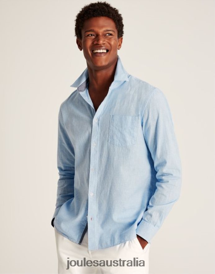 Joules Apparel Men Tilford Linen Blend Classic Fit Shirt NVVNL185 BLUE HOUNDSTOOTH