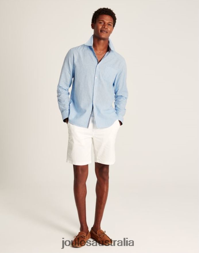 Joules Apparel Men Tilford Linen Blend Classic Fit Shirt NVVNL185 BLUE HOUNDSTOOTH