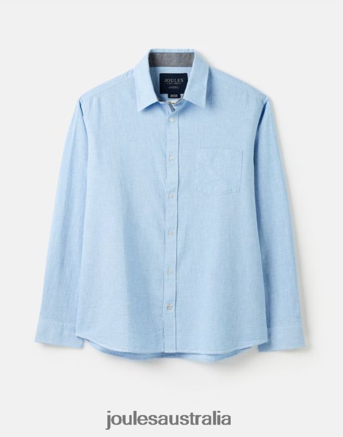Joules Apparel Men Tilford Linen Blend Classic Fit Shirt NVVNL185 BLUE HOUNDSTOOTH