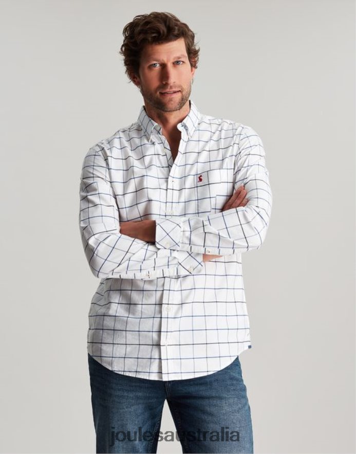 Joules Apparel Men Welford Long Sleeve Classic Fit Check Shirt NVVNL241 WHITE CHECK