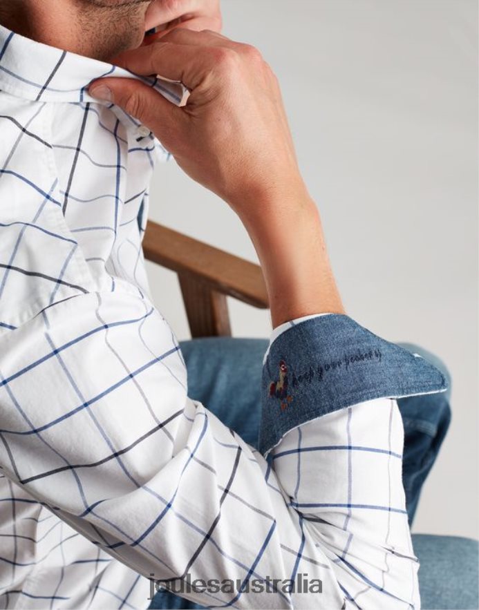 Joules Apparel Men Welford Long Sleeve Classic Fit Check Shirt NVVNL241 WHITE CHECK