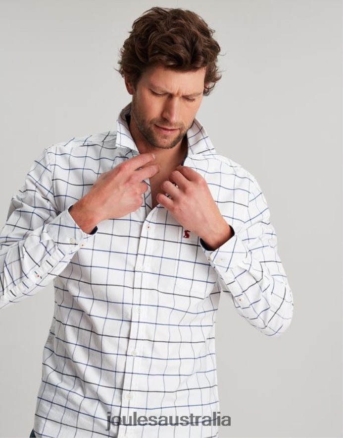 Joules Apparel Men Welford Long Sleeve Classic Fit Check Shirt NVVNL241 WHITE CHECK