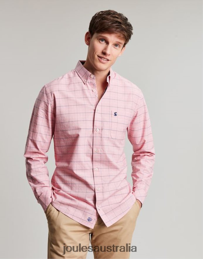 Joules Apparel Men Welford Long Sleeve Classic Fit Check Shirt NVVNL247 PINK CHECK