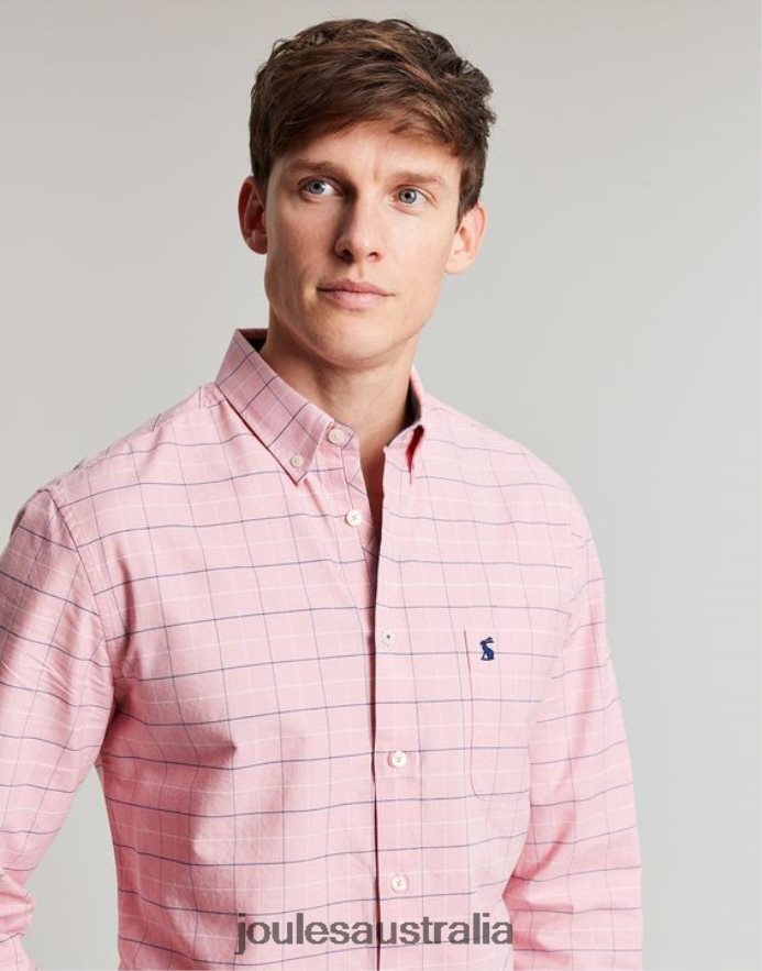 Joules Apparel Men Welford Long Sleeve Classic Fit Check Shirt NVVNL247 PINK CHECK