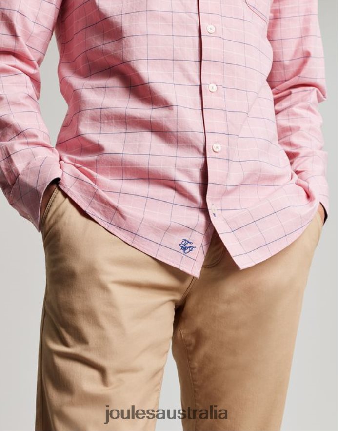 Joules Apparel Men Welford Long Sleeve Classic Fit Check Shirt NVVNL247 PINK CHECK