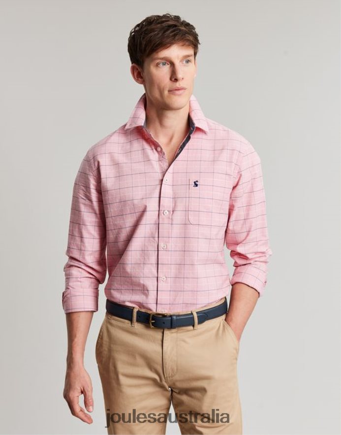 Joules Apparel Men Welford Long Sleeve Classic Fit Check Shirt NVVNL247 PINK CHECK