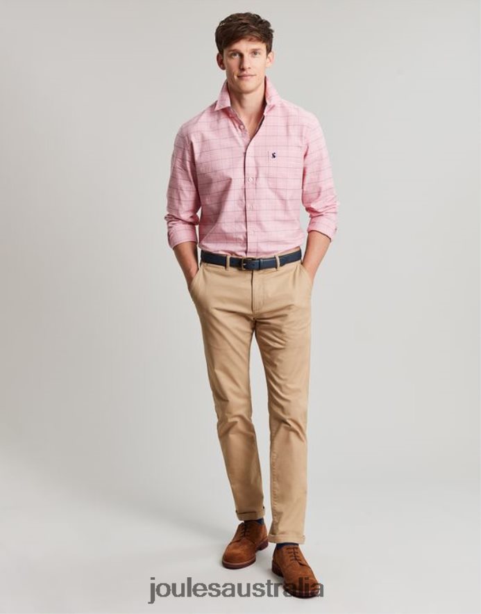 Joules Apparel Men Welford Long Sleeve Classic Fit Check Shirt NVVNL247 PINK CHECK