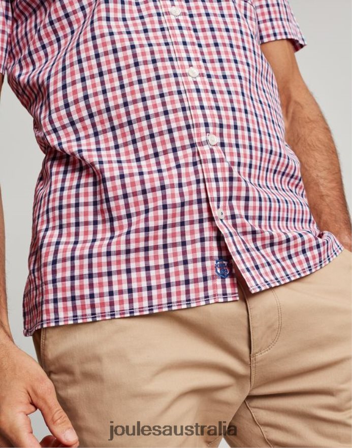 Joules Apparel Men Wilson Classic Fit Check Shirt NVVNL220 PINK NAVY GINGHAM