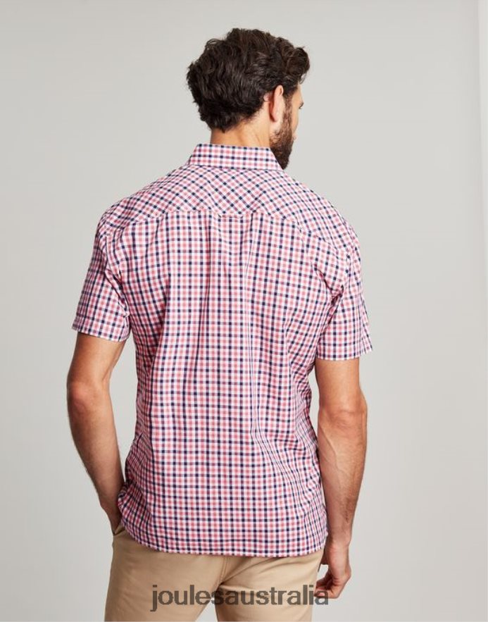 Joules Apparel Men Wilson Classic Fit Check Shirt NVVNL220 PINK NAVY GINGHAM