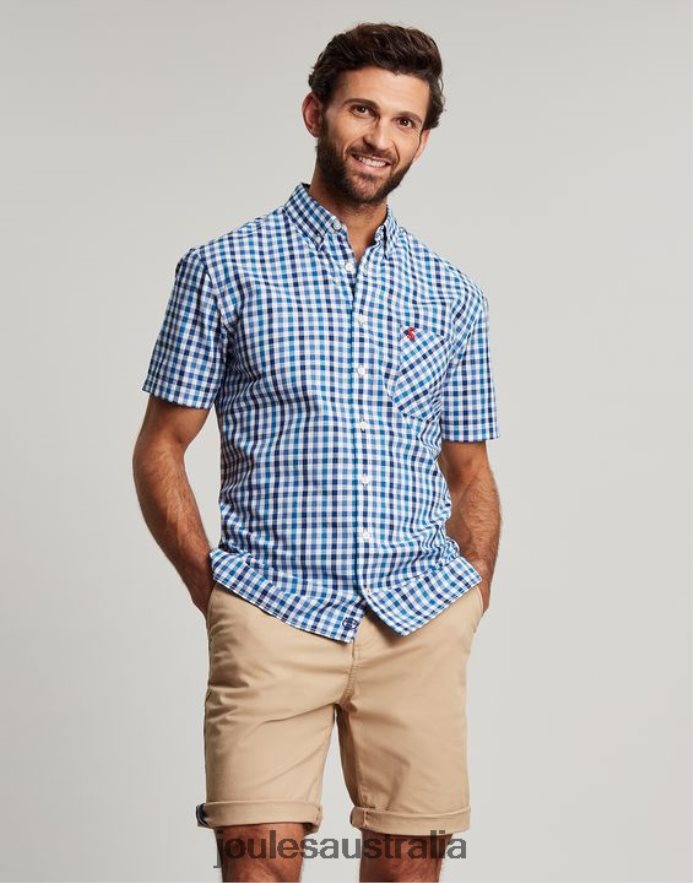 Joules Apparel Men Wilson Classic Fit Check Shirt NVVNL242 BLUE GINGHAM