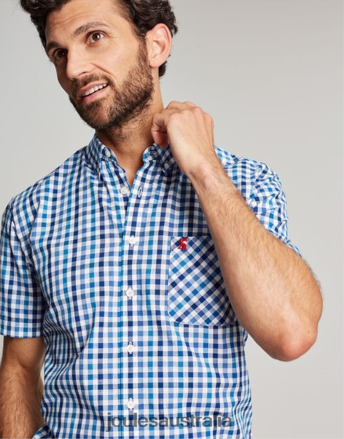 Joules Apparel Men Wilson Classic Fit Check Shirt NVVNL242 BLUE GINGHAM