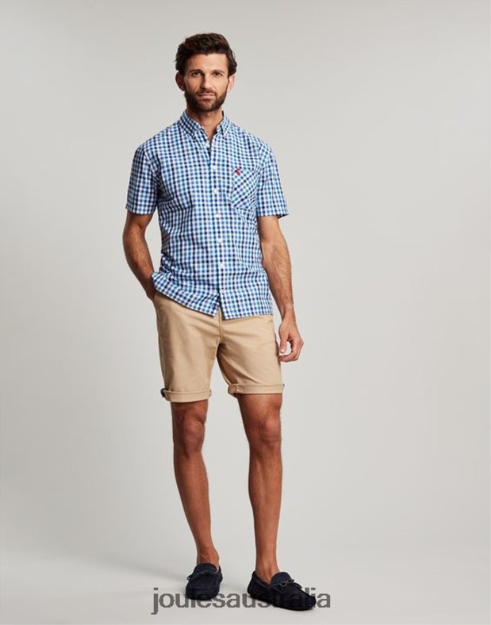 Joules Apparel Men Wilson Classic Fit Check Shirt NVVNL242 BLUE GINGHAM