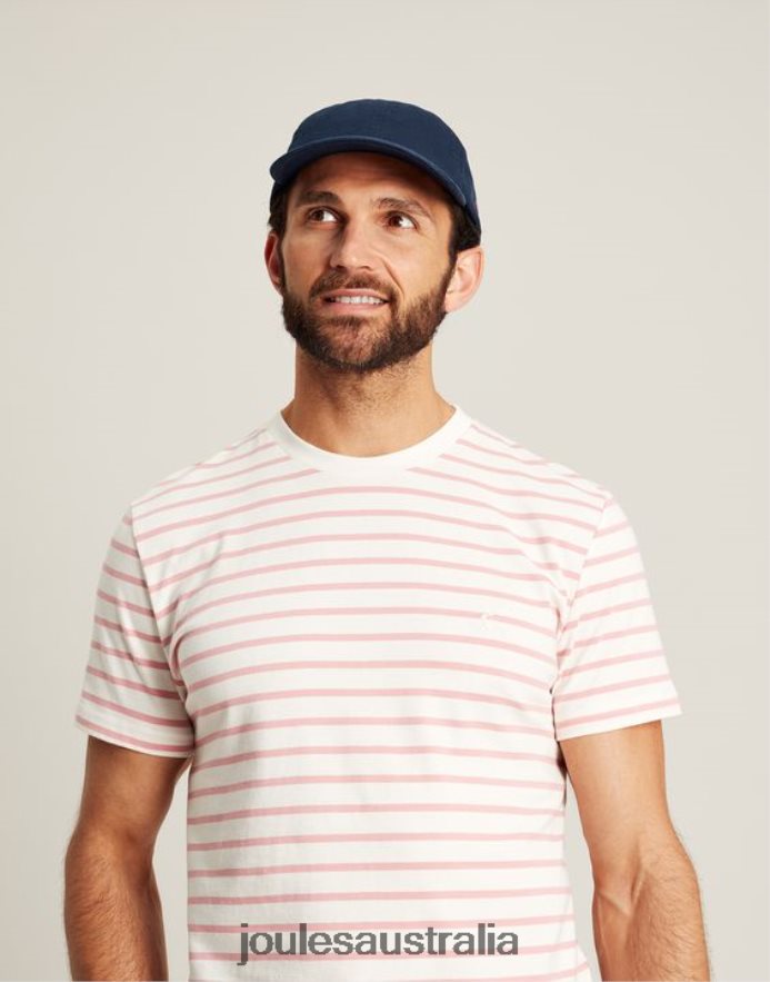 Joules Apparel Men Boathouse Striped T-Shirt NVVNL208 PINK WHITE STRIPE