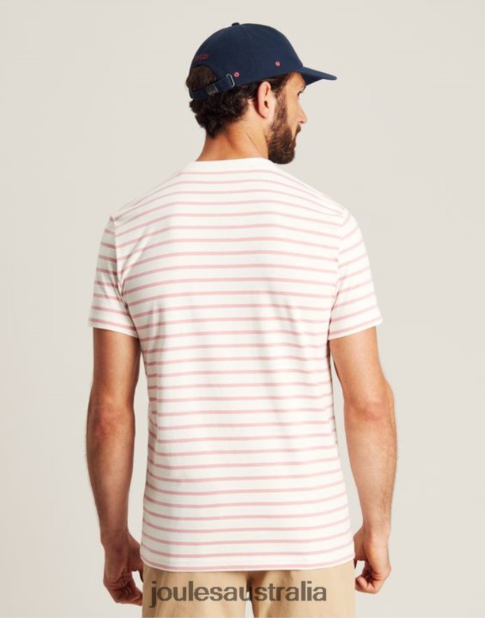 Joules Apparel Men Boathouse Striped T-Shirt NVVNL208 PINK WHITE STRIPE