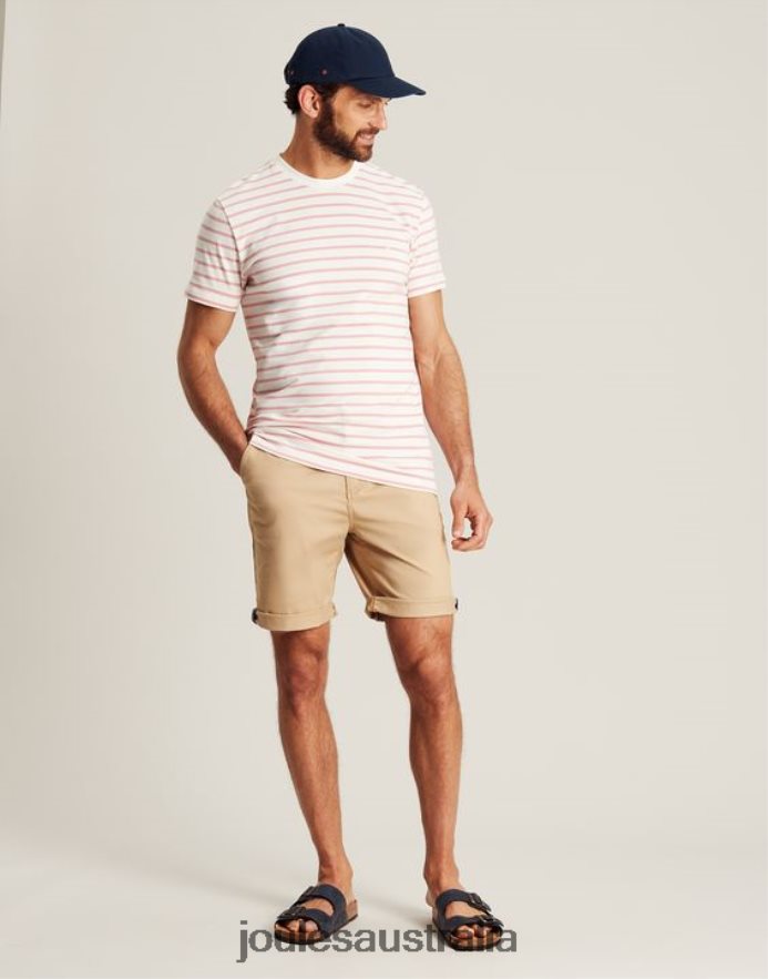 Joules Apparel Men Boathouse Striped T-Shirt NVVNL208 PINK WHITE STRIPE
