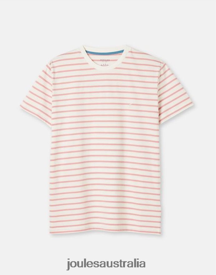 Joules Apparel Men Boathouse Striped T-Shirt NVVNL208 PINK WHITE STRIPE