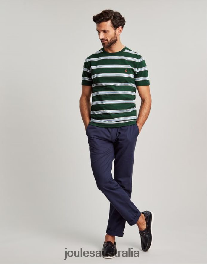 Joules Apparel Men Boathouse Striped T-Shirt NVVNL209 GREEN MUTLI STRIPE