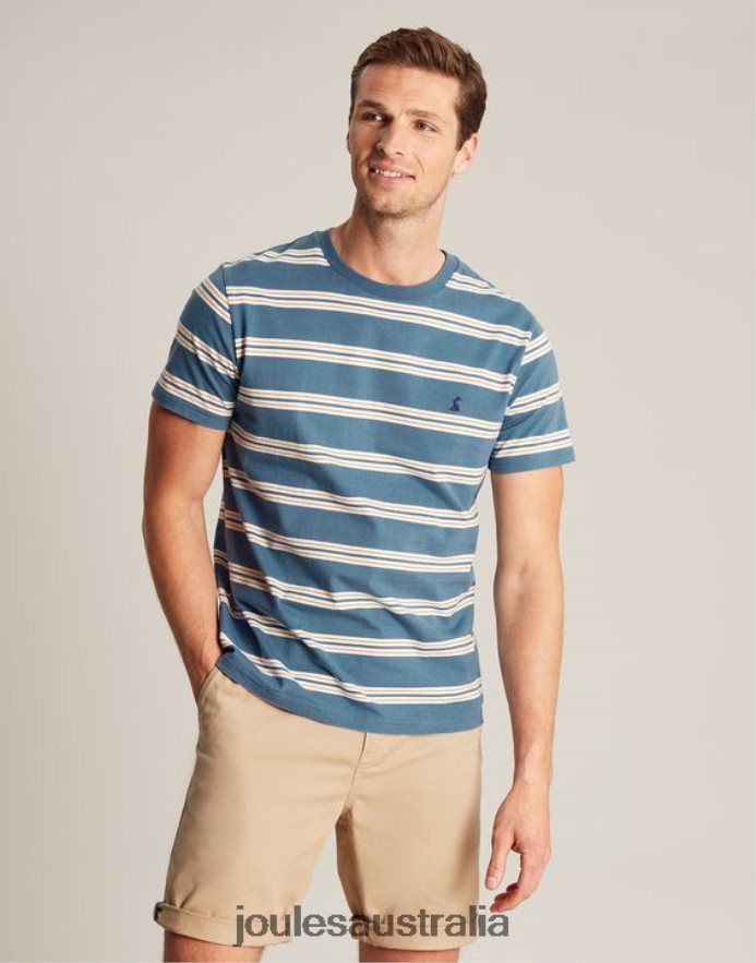 Joules Apparel Men Boathouse Striped T-Shirt NVVNL210 BLUE GOLD STRIPE