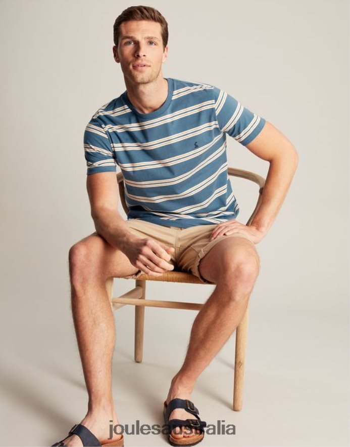 Joules Apparel Men Boathouse Striped T-Shirt NVVNL210 BLUE GOLD STRIPE